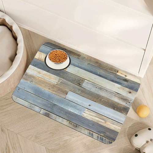 Vintage Barn Wooden Dog Cat Food Mat,Rustic Wood GrainAbsorbent Pet Feeding Mat for Food and Water,Non-Slip Dog Bowl Mats Floor Protector 12"x20" - color: Vintage Barn Wooden Rustic, size: 12"×20"