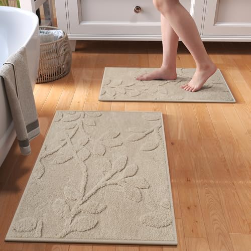 Non-Slip Bath Mat 16x24-2pc Quick Dry Absorbent Non Slip Bath Mat Bath Mats for Bathtub Mat Bathroom Carpet Fit Under Door Washable Floor Bath Rugs Brown - color: Brown, size: 16'' x 24''(2pc)