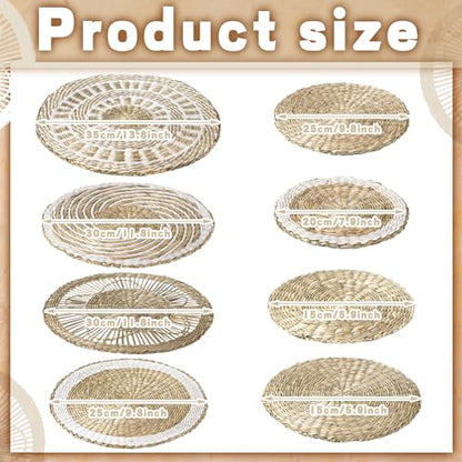 Xuhal 8 Pcs Boho Wall Basket Decor Decorative Bulrush Woven Basket Wall Decor Rustic Farmhouse Hanging Baskets for Kitchen Rustic Home Summer Decorations - style: Novel