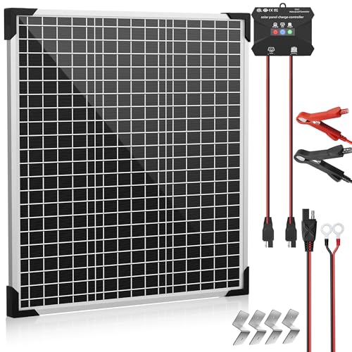 Voltset 50W 24V Solar Panel Kit, Solar Battery Maintainer with MPPT Charge Controller Adjustable Bracket, Solar Battery Charger for RV Car Boat Tractor and Camping - size: 50W-24V