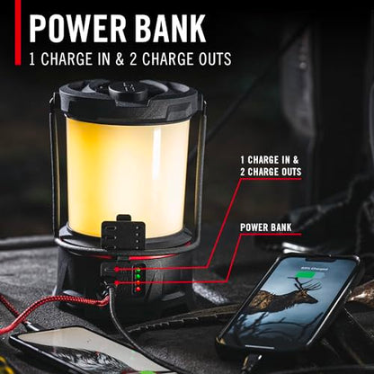 COAST EAL40R 2500 Lumen Rechargeable Emergency Camping Lantern with Red Flashing Mode, Carabiner, Diffuser, Foldeable Handle, Moonglow™ Low Mode, Illuminated Power Button, USB-C Power Bank