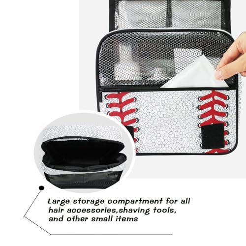 Baseball Lace Sport Theme Hanging Toiletry Makeup Bag Travel Organizers Toiletries Cosmetics Bag for Men Women - color: Baseball