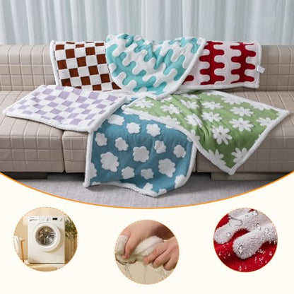 Waterproof 85x85in Pet Blanket Red Stylish Jacquard Sharpa Fleece Dog Blankets for King Size Bed Couch Sofa Covers Furniture Protection Washable Reversible Covers (Red Wave,XXL) - color: Red Wave, size: XXL-216*216cm(85*85in)
