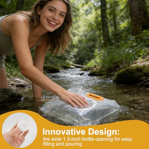24 Pcs 1.3 Gal Collapsible Water Storage Bag, Emergency Water Jug | Foldable, Funnel & Stickers, Plastic Storage Pouch, Freezable Carrier Tank, Outdoor, Camping, Sport, Hiking
