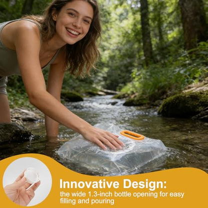 24 Pcs 1.3 Gal Collapsible Water Storage Bag, Emergency Water Jug | Foldable, Funnel & Stickers, Plastic Storage Pouch, Freezable Carrier Tank, Outdoor, Camping, Sport, Hiking