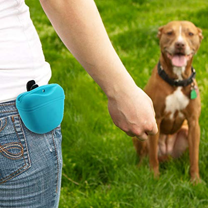 RoyalCare Silicone Dog Treat Pouch-Small Training Bag-Portable Dog Treat Bag for Leash with Magnetic Closure and Waist Clip[US Design Patent] - color: dark red