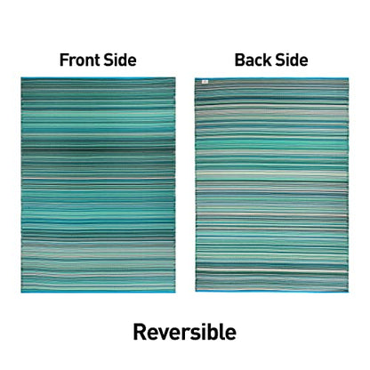 Rugshop Contemporary Stripe Reversible Crease-Free Waterproof Premium Recycled Plastic Outdoor Rugs for Patio,Backyard,RV,Deck,Picnic,Trailer,Beach,Camping Rug 4' X 6' Blue - size: 4' x 6' (Rectangular)