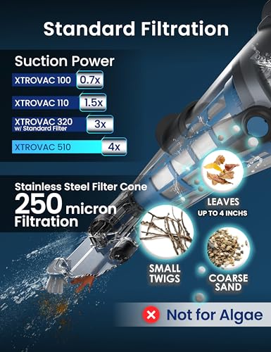 KOKIDO 2025 Rechargeable Pool Vacuum, 3X Oversized Stainless Steel Filter, 15GPM Flow Rate, Run 90mins, 2 Vac Heads, Fast Cleaning, Inground & Above Ground Pools, XTROVAC 510 - style: 1x FILTER