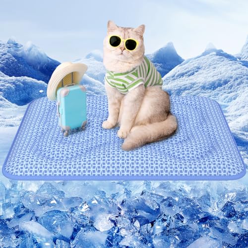 Rywell Dog Cooling Mat, 24”x18” Super Thick & Reversible Cooling Mat for Dogs, Arc-Chill 3.0 & PCM for Long-Lasting Cool and Color-Changing (Q-Max > 0.5), All-Season Use & Portable for Travel - color: Blue, size: S