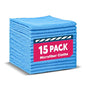 TEAWOO Microfiber Cleaning Cloths-15 Pack, Cleaning Rags, Microfiber Towels for Cars, Home Blue (12x12 inches) - color: Blue