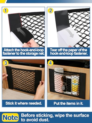 Bigmeta 4PCS RV Cargo Storage Mesh Net, Elastic Stretchable Netting Pocket with 8 Adhesive Strip Wall Sticker for SUV, Truck(15.4 x 9.4 Inch) - size: 4