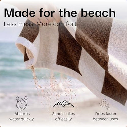 Salt Earth Cotton Striped Beach Cabana Towel, 6 Pack - 30"x60" Quick Dry Towels, Pool Essentials, Travel, Gym & Bathroom Towels, Oversized Beach Vacation EssentialsCoffee Brown - color: Coffee Brown, size: Pack of 6
