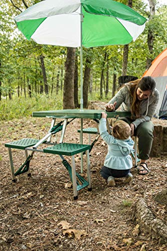 Stansport Picnic Table and Umbrella Combo - Green