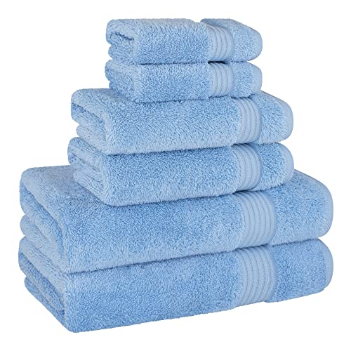 Cotton Paradise 6 Piece Towel Set 100% Cotton Soft Absorbent Turkish Towels for Bathroom, 2 Bath Towels 2 Hand Towels 2 Washcloths, Sky Blue Towel Set - color: Sky Blue