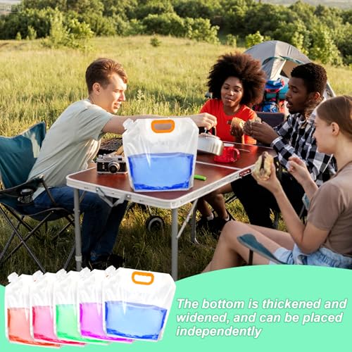 12 Pack 1.3 Gallon Foldable Water Storage Bags, Emergency Water Jug Container Bag Freezable Carrier Tank Storage Pouch for Outdoor Sport Camping Hiking Riding Mountaineer