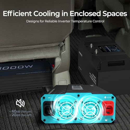 Renogy Inverter P2 3000W Pure Sine Wave Inverter 12V DC to 120V AC Converter for Home, RV, Truck, Camping, Trailer, with Wired Remote Controller, Support Li, AGM, SLD, GEL, FLD Batteries - size: 3000W(No BT & ATS)