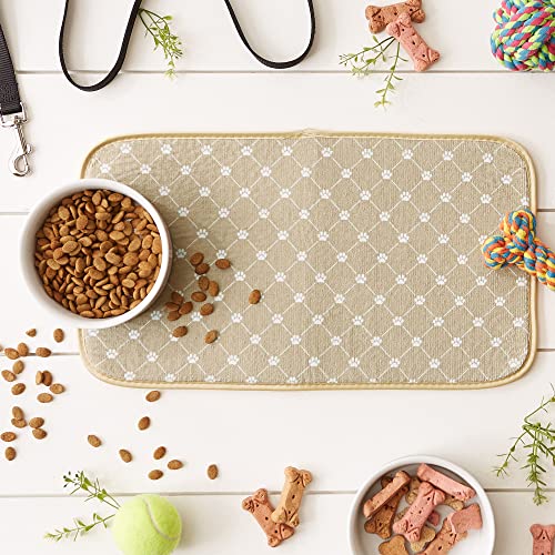 Bone Dry Machine Washable, Ultra Absorbent Pet Mat, 10x18, Taupe Trellis Print - color: Taupe Trellis Print, size: 10"L x 18"W