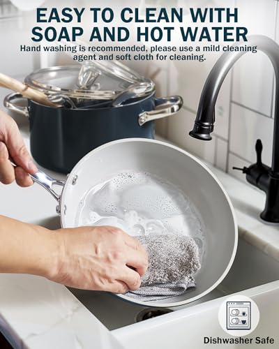 Cook N Home Classic Nonstick Cookware Set, Pots and Pans Cookware Set with Glass Lids and Comfortable Handles, Induction Compatible, 10-Piece, Blue - color: Blue