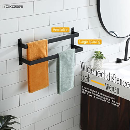 KOKOSIRI Towel Bars Black Bath Towel Holders 20 Inches Bathroom 2-Tiers Ladder Towel Rails Wall Mounted Towels Shelves Rack Stainless Steel, B5008BK-L20 - color: Matte Black, size: 20-Inch