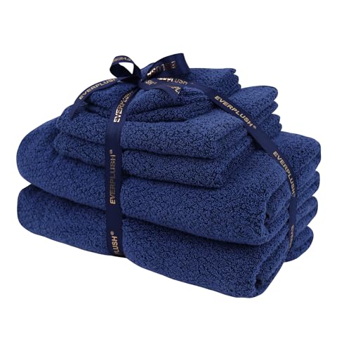 Everplush Diamond Collection 6-Piece Bath Sheet Towel Set, Soft Plush Jacquard Luxury Bath Towels,Highly Absorbent & Fast-Drying Luxury Towels Sets for Bathroom,Shower, or Spa (Navy, Bath Sheet 6PK) - color: Navy Blue, size: Bath sheet 6PK