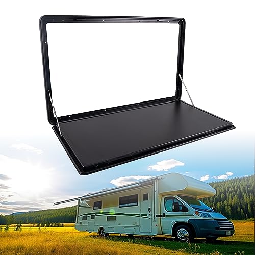 RV External Folding Table, Caravan External Hanging Table, Aluminum Wall Mount Hanging Dining Table, Drop Leaf Table Maximum Load 25kg, Perfect for Campervans and Motor Homes ( Color : Black , Size : - color: Black, size: 60x45cm/23.6x17.7in