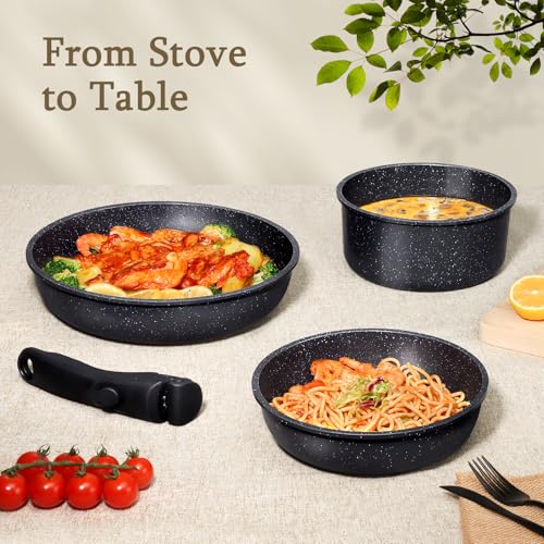 GiPP Ceramic Pots and Pans Set Non Stick, Nonstick Detachable Handle Cookware Sets, Healthy Non Toxic PFAS PFOA & PTFE Free, Dishwasher ＆Oven Safe, Induction Kitchen Pot and Pan, 8 Piece Grey - color: Dark Gray, size: 0802