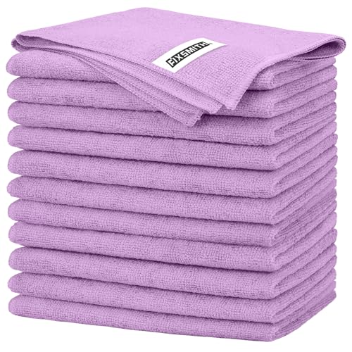 FIXSMITH Purple Microfiber Cleaning Cloth -Pack of 12, Highly Absorbent Cleaning Rags, 16"X12" All Purpose Cleaning Towels for Housekeeping, Kitchen, Car, Lint Free and Reusable Microfiber Towels - color: Purple, size: 12pk