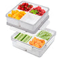 2Pack Divided Veggie Tray with Lid Snackle Box Serving Container Salad Keeper with 4 Removable Boxes Stackable Refrigerator Organizer Bins Produce Saver for Meal Prep Fruit - size: 2 Pack
