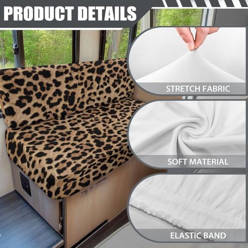 Leopard Print RV Dinette Cushion Covers,Camper Cushion Slipcovers Replacement Sofa Cushions Washable Slipcovers for Travel Trailer Couch Camper Moving Protector - color: Leopard Print