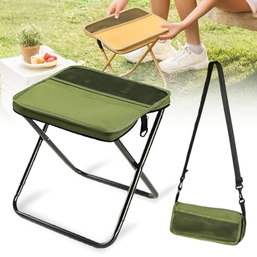 hoehew Portable Stool for Mountaineering and Hiking, 2025 New Lightweight Foldable Stool with Carrying Bag, Outdoor Footstool for Picnic Hiking Fishing (Green, Small) - color: Green, size: Small