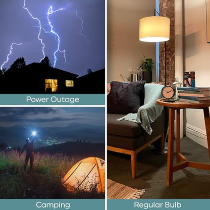 GE LED+ Battery Backup A21 LED Light Bulbs, Rechargeable Light for Power Outages + Flashlight, Soft White (2 Pack) - style: A21