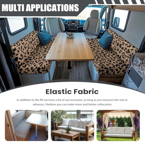 NDISTIN Brown Leopard 2 Sets RV Dinette Cushion Covers Comfortable RV Dinette Cushion Covers Booth Set with 1 Backrest & 1 Bench Covers Washable Couch Cover Replacement - color: Brown Leopard