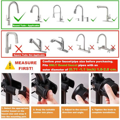 Sink Organizer Rack for Kitchen and Bathroom, 2025 New Stainless Steel Detachable Hanging Faucet Drain Rack with Drip Tray Faucet Sponge Holder for Bathroom, Scrubbers, Soap (Black, Left) - size: Left