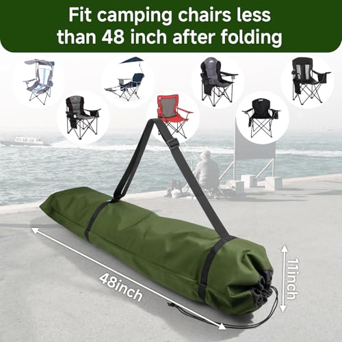 Xxerciz Camping Chair Replacement Bag 48 Inches Folding Chair Carry Bag with Adjustable Shoulder Strap Nylon Storage Tent Bag Heavy Duty Chair Bag for Travel Camping Sports (Exclude Chair) - color: Army Green