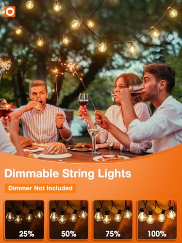 addlon 100FT(2-Pack*50FT) Outdoor String Lights, G40 Globe LED Patio Lights Waterproof with 54 Shatterproof Bulbs(4 Spare), ETL Dimmable Outside Hanging Lights Connectable for Yard Garden Backyard - size: 100FT(50 Sockets)