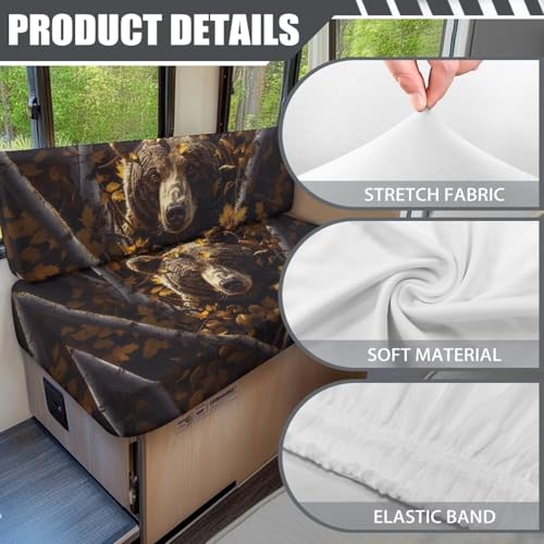 Bear Hunting Forest RV Dinette Cushion Covers Non Slip Camper Cushion Cover Dinette Booth Set RV Seat Covers for RV Camper Sofa, Washable - color: Bear Hunting Forest