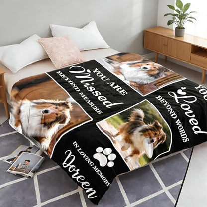 Custom Dog Memorial Blanket with Pictures & Name in Loving Memory of Loss Pet, Personalized Dog Blanket with Photos, Customized Pet Blankets Sympathy Bereavement Gift for Loss of Pets Owner - color: Design5