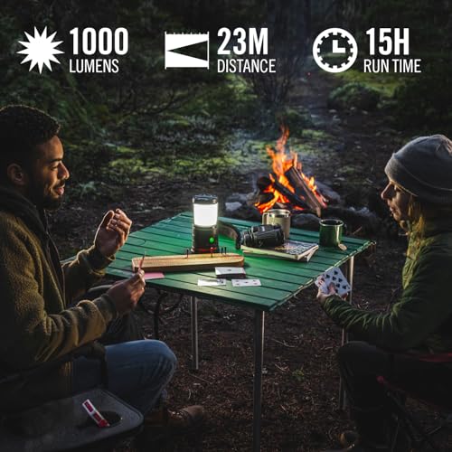 COAST EAL30R 1000 Lumen Rechargeable Emergency Camping Lantern with Warm, Day, Red & Red Flashing Mode, Foldeable Handle, 15 Hours of Runtime