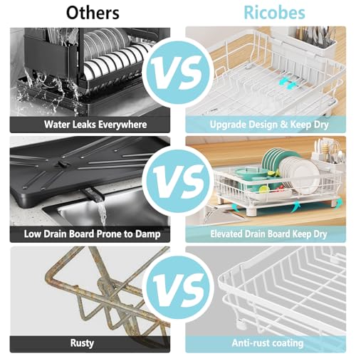 Dish Drying Rack - Space Saving Dish Rack - Dish Racks for Kitchen Counter with Drainboard,Rustproof Dish Drainer with Removable Utensil Holder,White - color: 1 Tier-white