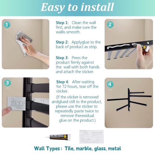 Rotating Pool Towel Rack, 5 Bars Swivel Outdoor Towel Rack with Hook Space Saving Wall Mounted Metal Towel Holder Swing Out Ideal for Pool, Hot Tub,Shower,Balcony