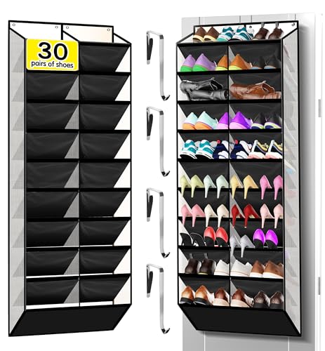 Kotkn 10-Tier Over the Door Shoe Organizer, 20 Pockets Holds 20-30 Pairs, Heavy-Duty Oxford Fabric with Hexagon Mesh for Boots & Sneakers-White - color: 20-cell White