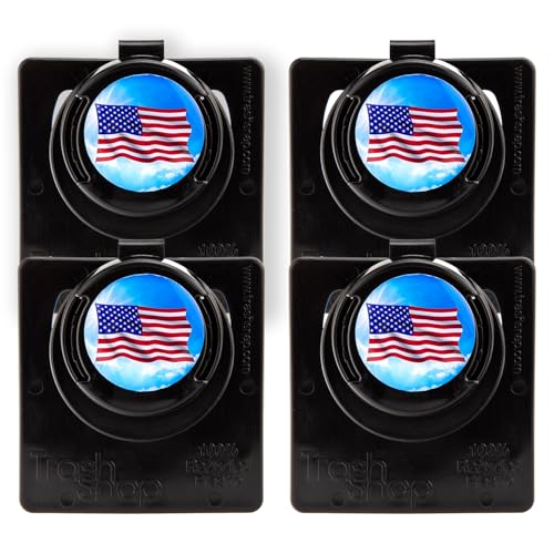 Reusable Bag Holders for Trash & Recycling | Eco-Friendly, Adhesive Clip System for Car, RV, Home, Travel, Boat | Recycled Plastic Old Glory - 4 Pack - color: Old Glory