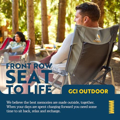 GCI Outdoor Roadtrip Rocker Camping Chair | Portable, Folding Rocking Chair with Solid, Durable Armrests, Drink Holder & Comfortable Extended Backrest — Hunter Green - color: Hunter Green, style: Roadtrip Rocker
