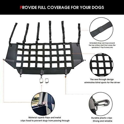 sukemichi Dog Car Barrier for Bronco, Dog Barrier Car Net Mesh Divider Restraint Trunk Cargo Area for 2021-2025 2026 Ford Bronco Accessories 4 Door, Suitable for Medium, Large Pets, Black