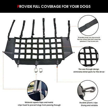 sukemichi Dog Car Barrier for Bronco, Dog Barrier Car Net Mesh Divider Restraint Trunk Cargo Area for 2021-2025 2026 Ford Bronco Accessories 4 Door, Suitable for Medium, Large Pets, Black