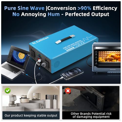 4000W Pure Sine Wave Power Inverter Voice Control AI Voice Assistant Support English 24V to 120V 60HZ with LCD Display, USB Port, for Car Home Laptop Truck - size: 4000W-24V