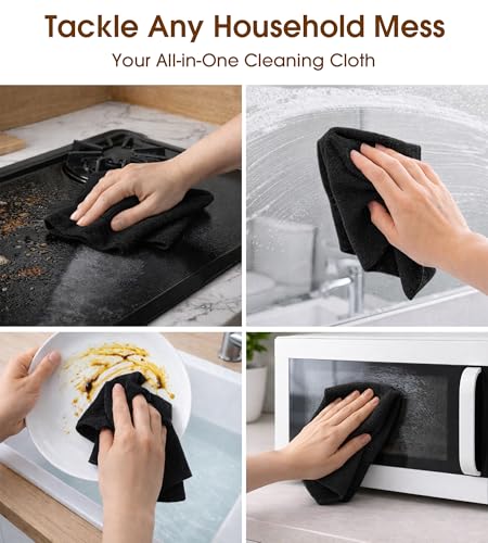 KitchLife Microfiber Cleaning Cloth Roll, 200 Pack - Tear-Away Microfiber Paper Towels, Lint-Free, Reusable, Washable for Kitchen, Car, Dishes, and Sensitive Surfaces (Black) - color: Black, size: 100 Pack x 2