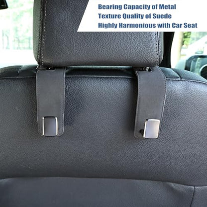 Amooca Car Seat Back Hook Universal Auto Storage Hanger Suede with Metal Car Seat Organizer for Handbag Purse Coat Umbrellas Grocery Bags 2 Pack Gray - color: Gray