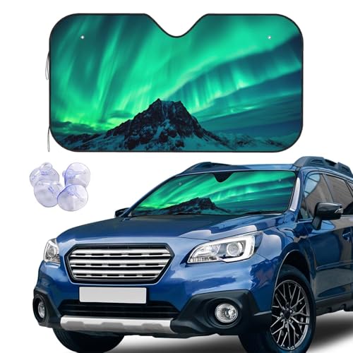 Aurora Borealis Windshield Sun Shade Car Front Window Shades for Car Accessories Sun Heat UV Rays Visor for Universal Cars SUV Truck 51 x 27.5 Inch - color: Aurora Borealis