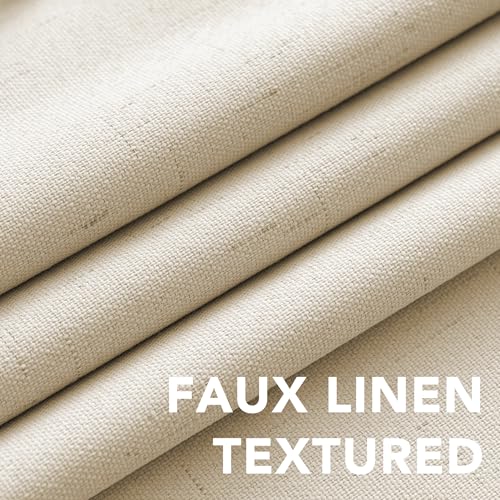 H.VERSAILTEX Linen Look 100% Blackout Curtains for Bedroom Full Light Blocking Rod Pocket Linen Textured Thick Window Curtain Drapes with White Backing 2 Panels, 42" W x 45" L, Bleached Sand - color: Bleached Sand, size: 42"W x 45"L (Pack of 2)